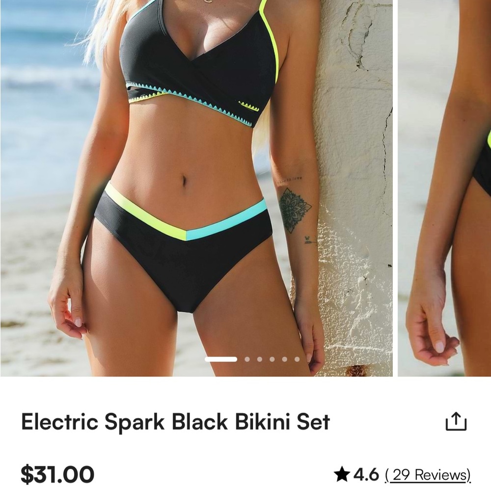 CUPSHE Electric spark black bikini set